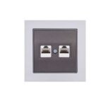 Πρίζα Τηλεφώνου Διπλή 2xRJ12 Μονή Elitra Plus Μέταλλο Steel Chrome