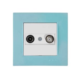 Πρίζα Τηλεόρασης + Sat με Πλαίσιο Μονό Γαλάζιο Rita